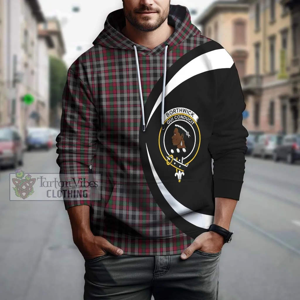 Borthwick Tartan Hoodie with Family Crest Circle Style