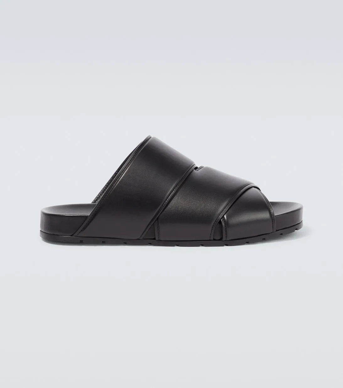 Bottega Veneta Cross Strap Leather Sandals, Black