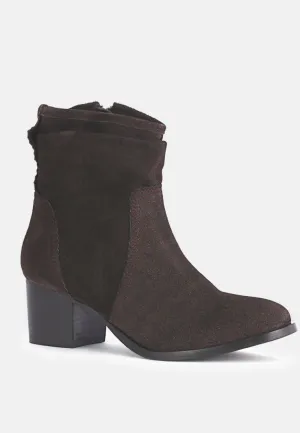 BOWIE Dark Brown Stacked Heel Leather Boots