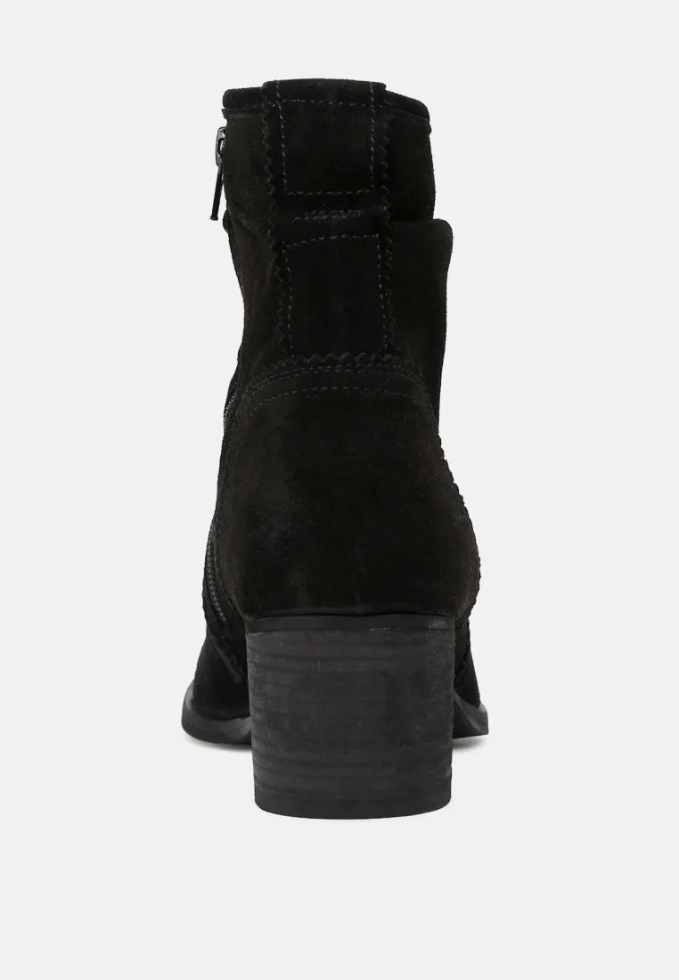 Bowie Stacked Heel Leather Boots