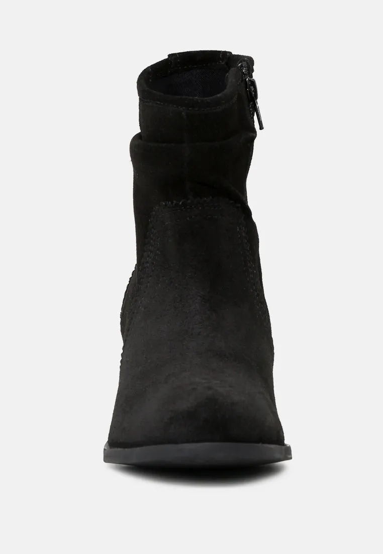 Bowie Stacked Heel Leather Boots