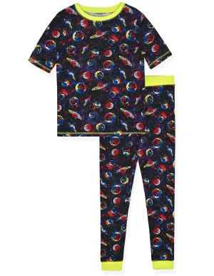 Boys 2- Piece Super Soft Jersey Snug Fit Pajama Set- Planets.