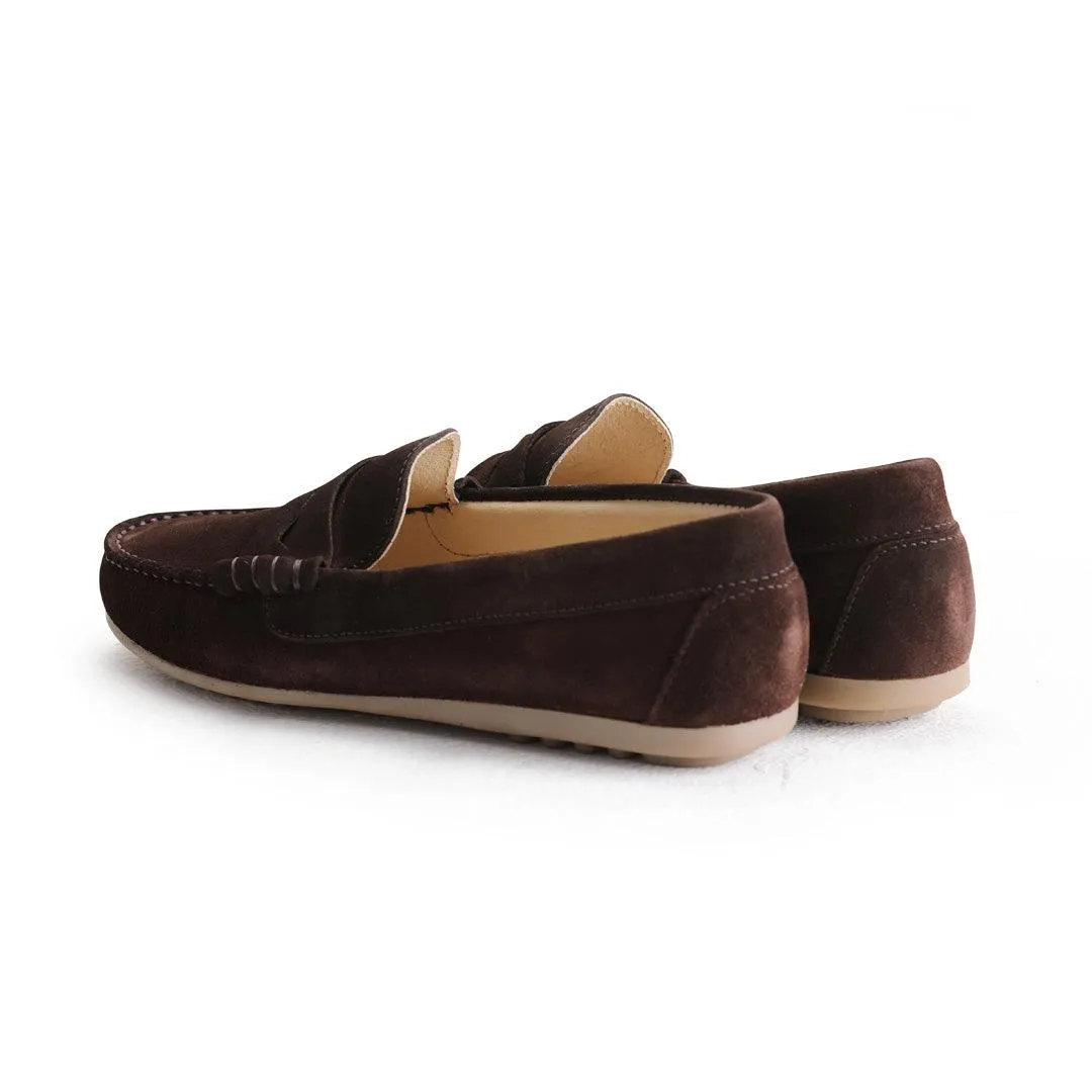 BOYS BROWN SUEDE MOCASIN