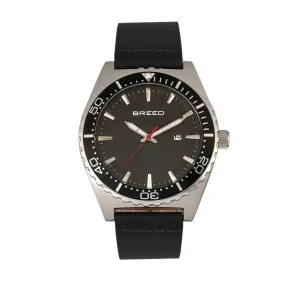 Breed Ranger Leather-Band Watch w/Date - Silver/Black