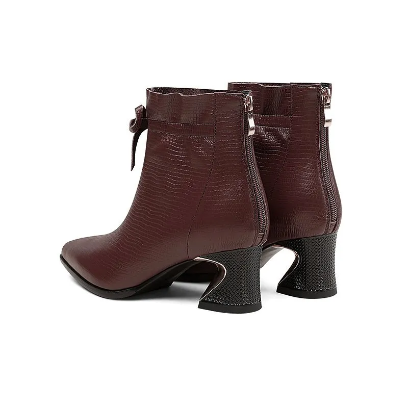 BritLuxe Exotic Bow Ankle Boots