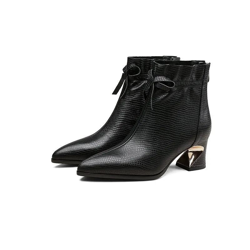 BritLuxe Exotic Bow Ankle Boots