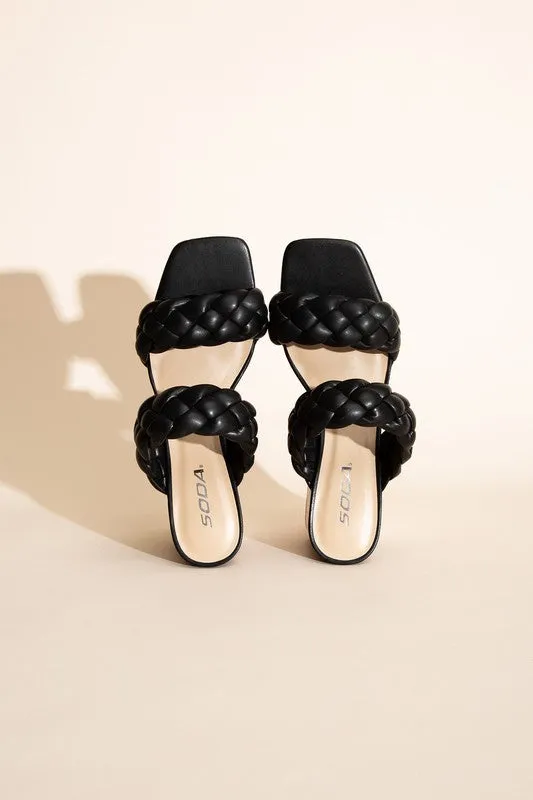 BUGGY Braided Strap Mule Heels