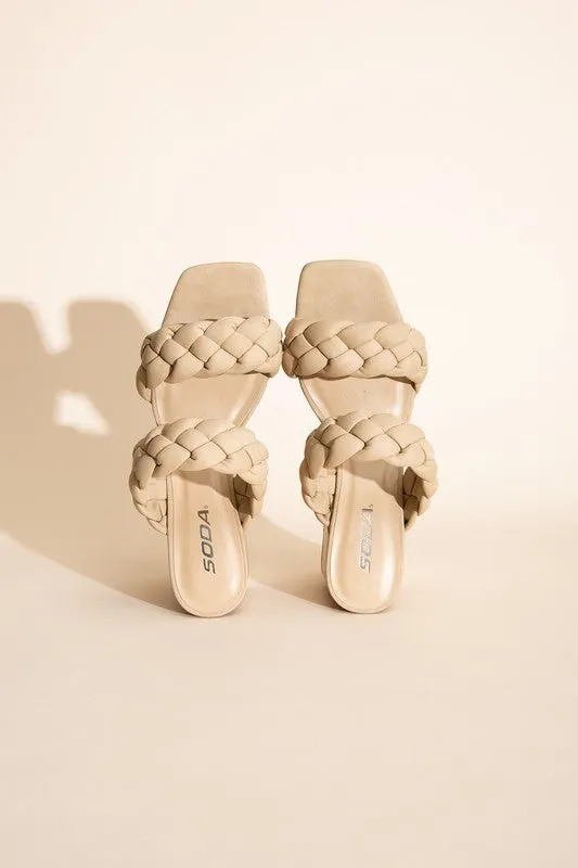 BUGGY Braided Strap Mule Heels