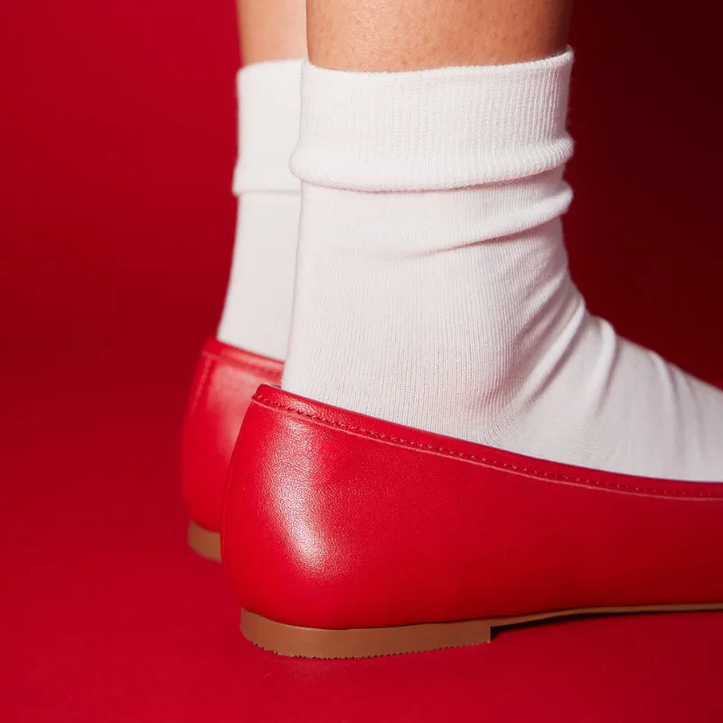 Cara Ballet Flat in Red Leather