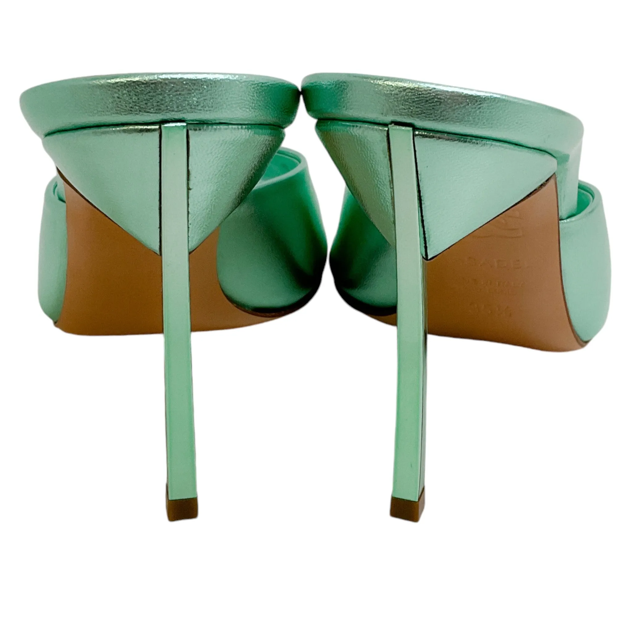 Casadei Flash Green Light Leather Blade Mules