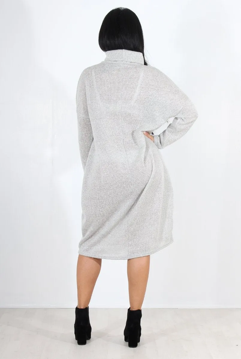 Charley Grey Cowl Neck Oversized Jumper Dress