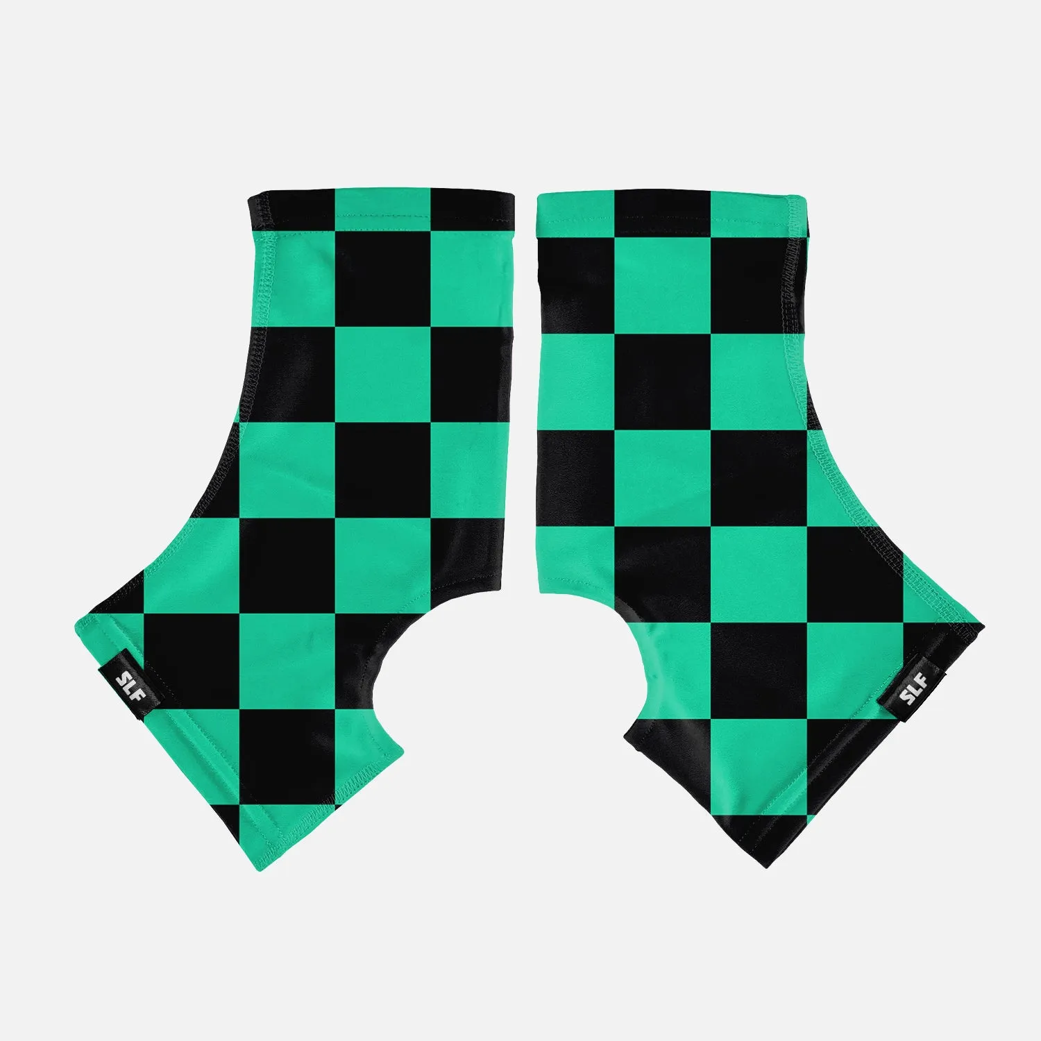 Checkered Teal Black Spats / Cleat Covers