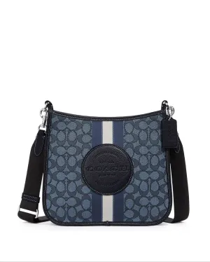 Coach Women's Denim & Midnight Navy Multi Dempsey File Bag In Signature Jacquard With Stripe And Coach Patch