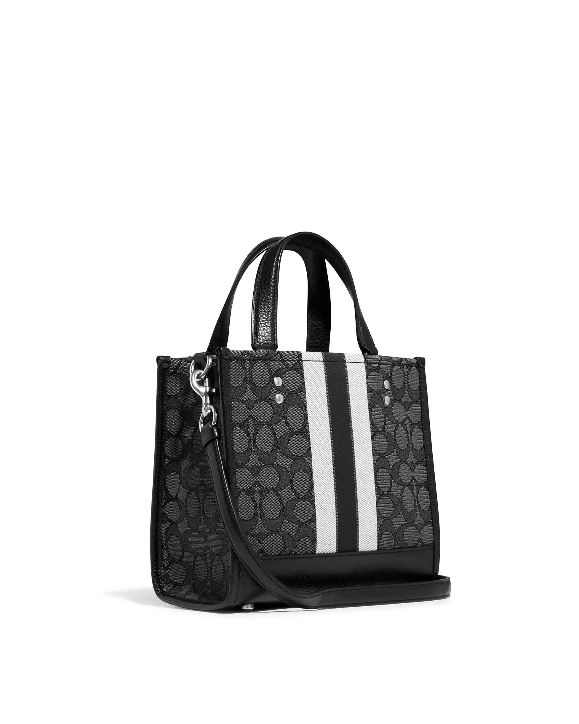 Coach Women's Graphite & Black Dempsey Tote 22 In Signature Jacquard With Stripe And Coach Patch