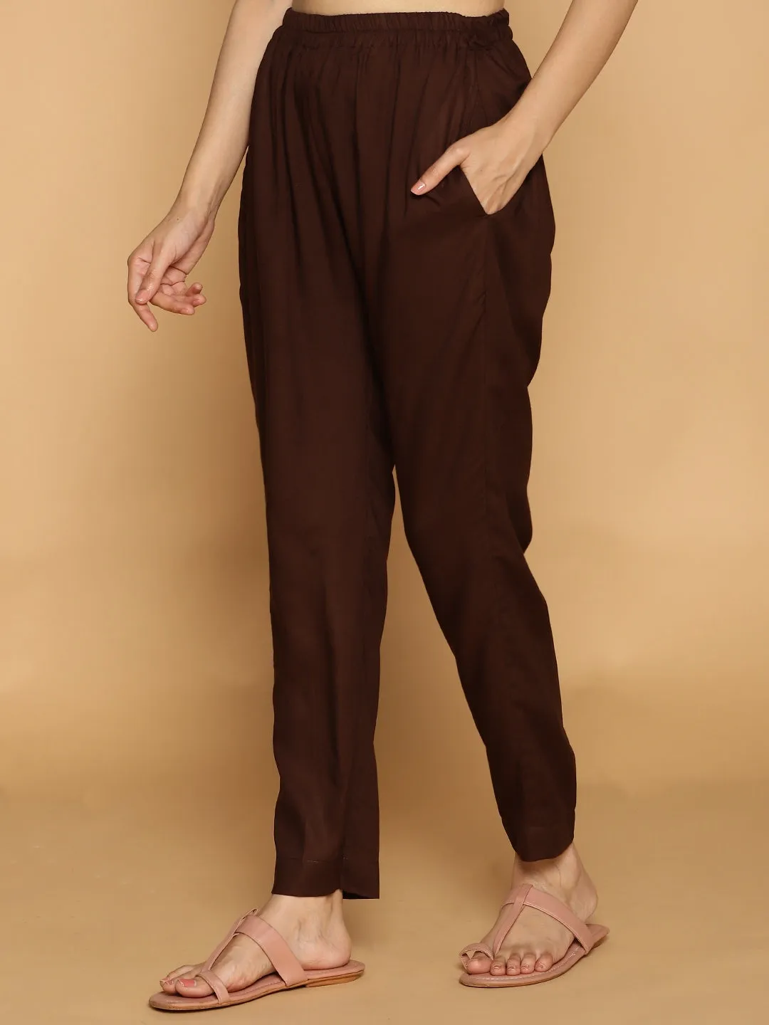 Coffee Rayon Pants