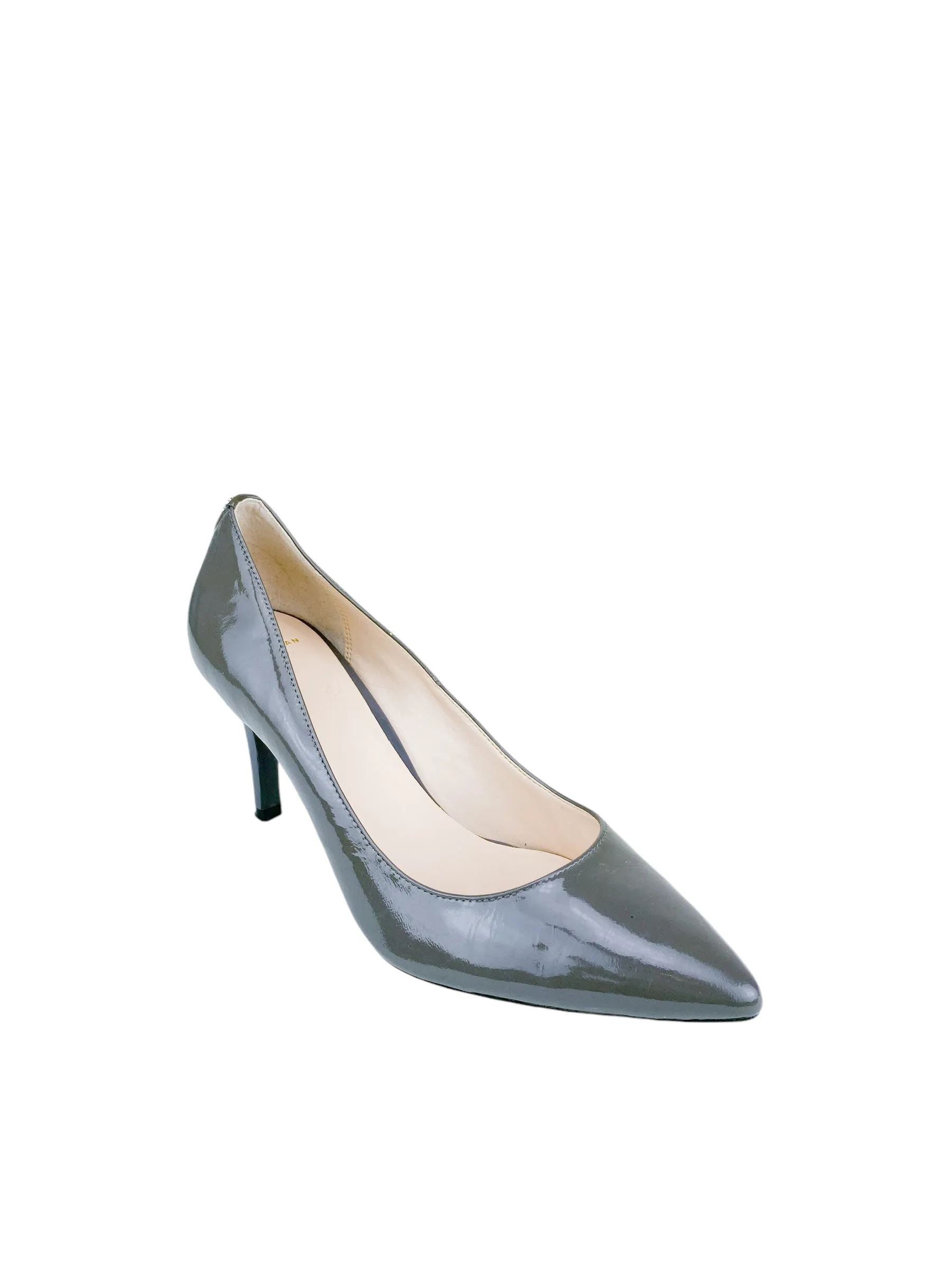 Cole Haan Women's Grand.OS Signature Patent Leather Pump Grey Size 8.5