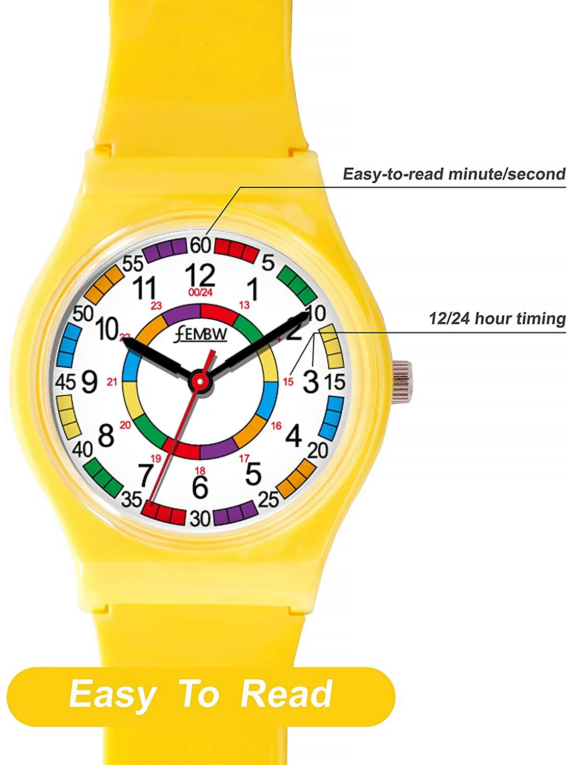 Colorful Plastic Analog Watch for Teens, 30M Water Resistant