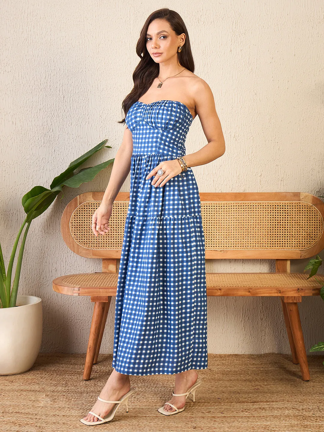 Corset Style Cotton Poplin Midi Dress