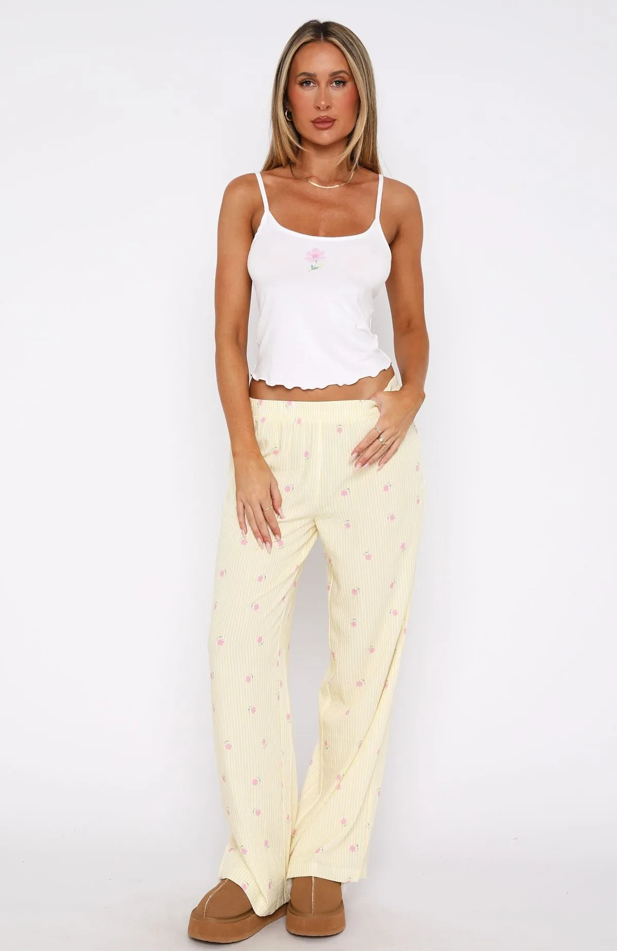 Cosy Night In Pyjama Set Lemon Meadow Stripe