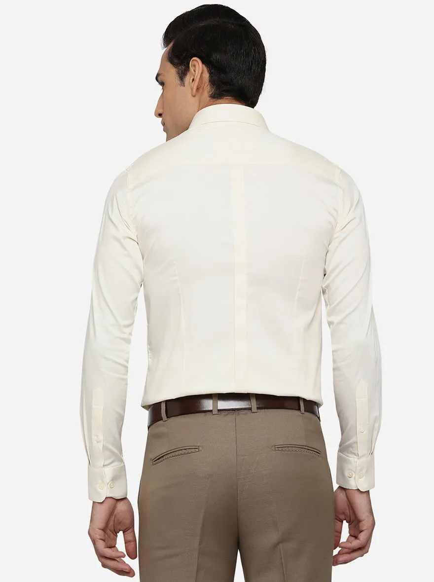 Cream Solid Slim Fit Formal Shirt | JadeBlue Youth