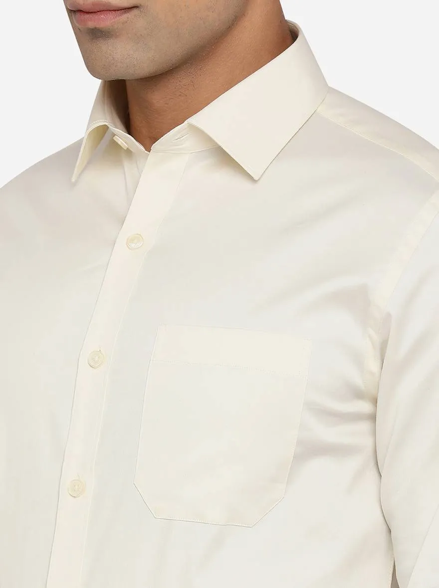 Cream Solid Slim Fit Formal Shirt | JadeBlue Youth