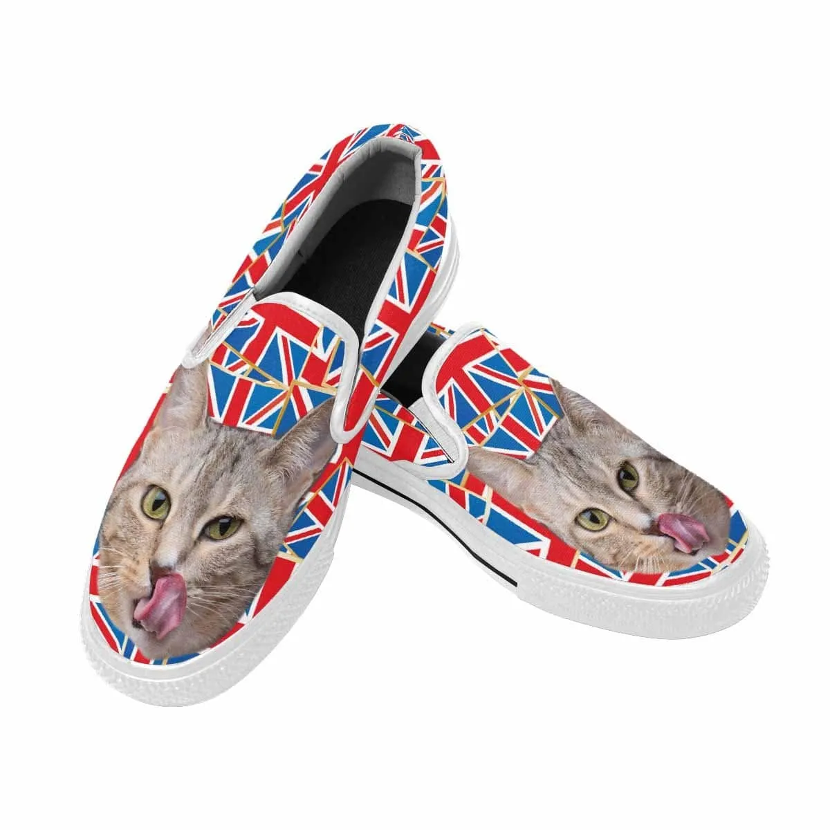 Custom Cat Face Flag Slip-on Canvas Shoes