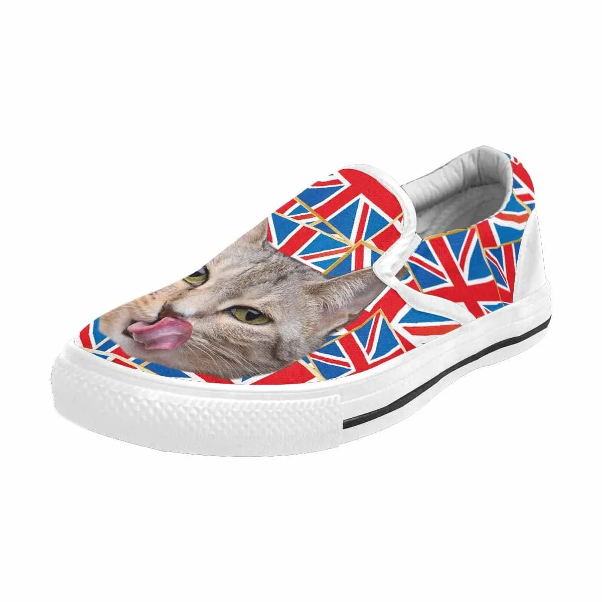 Custom Cat Face Flag Slip-on Canvas Shoes