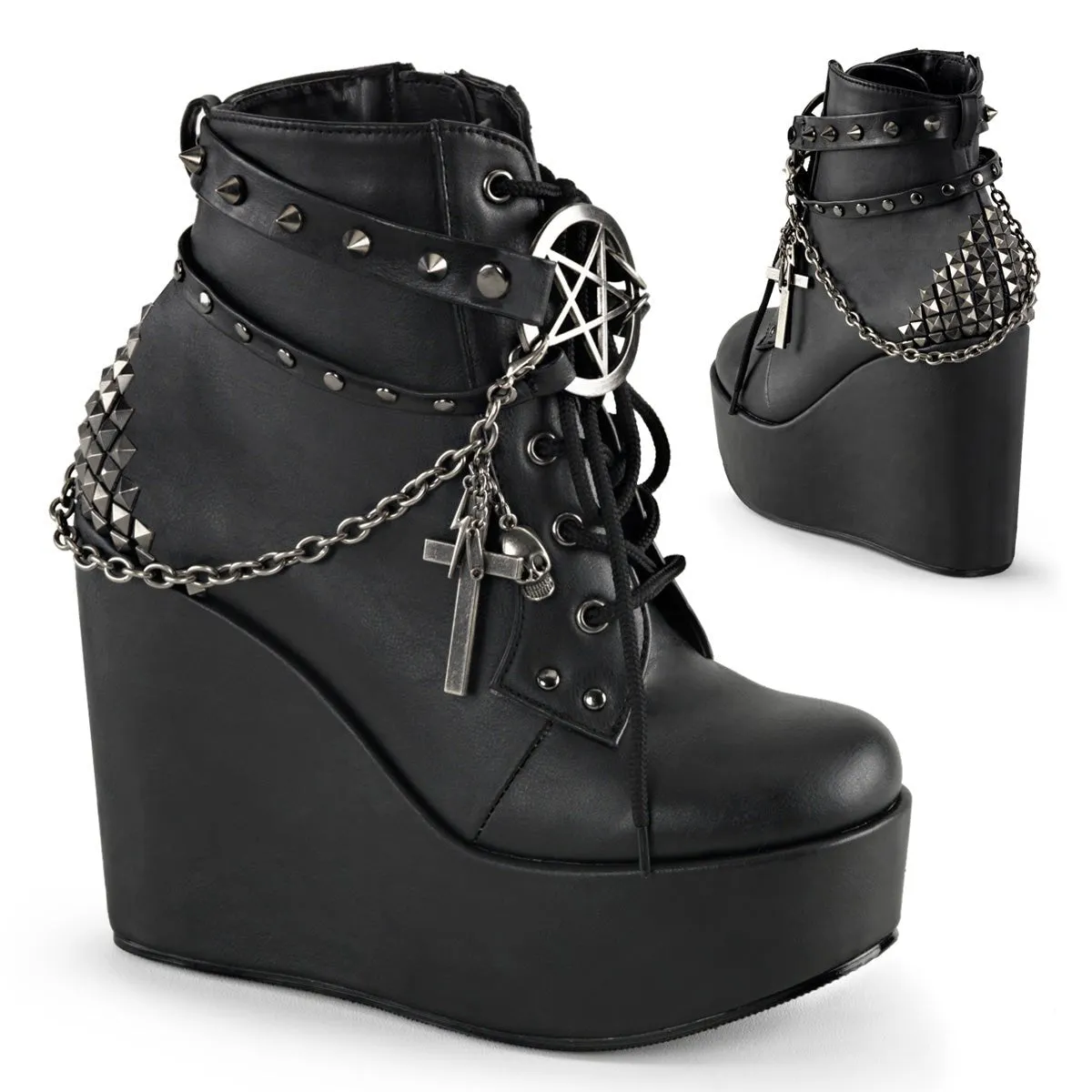 Demonia POISON-101 | Black Vegan Leather Ankle Boots