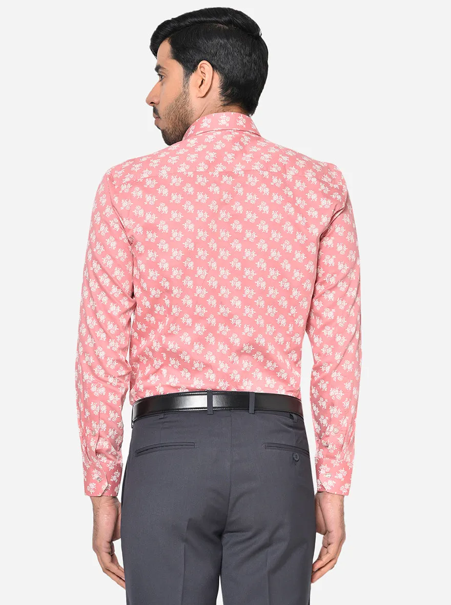 Desert Rose Pink Printed Slim Fit Party Wear Shirt | Greenfibre