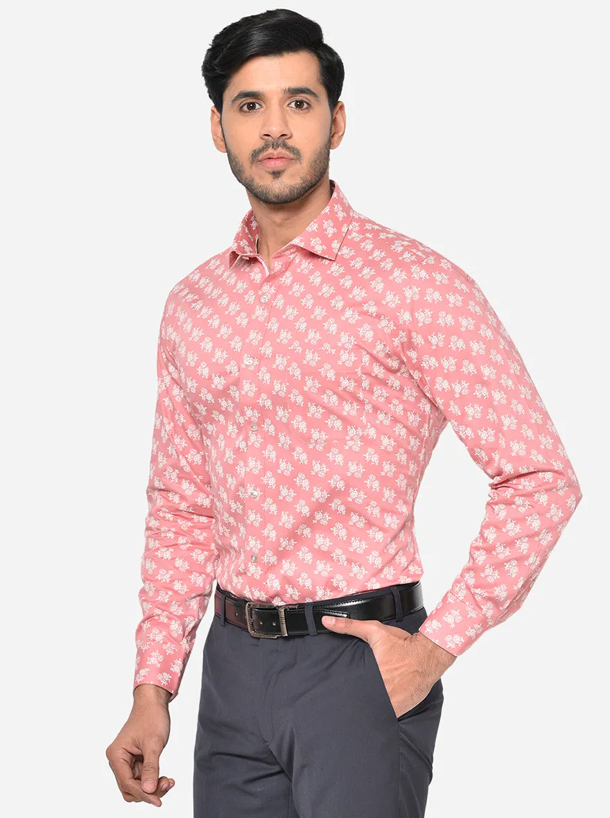 Desert Rose Pink Printed Slim Fit Party Wear Shirt | Greenfibre