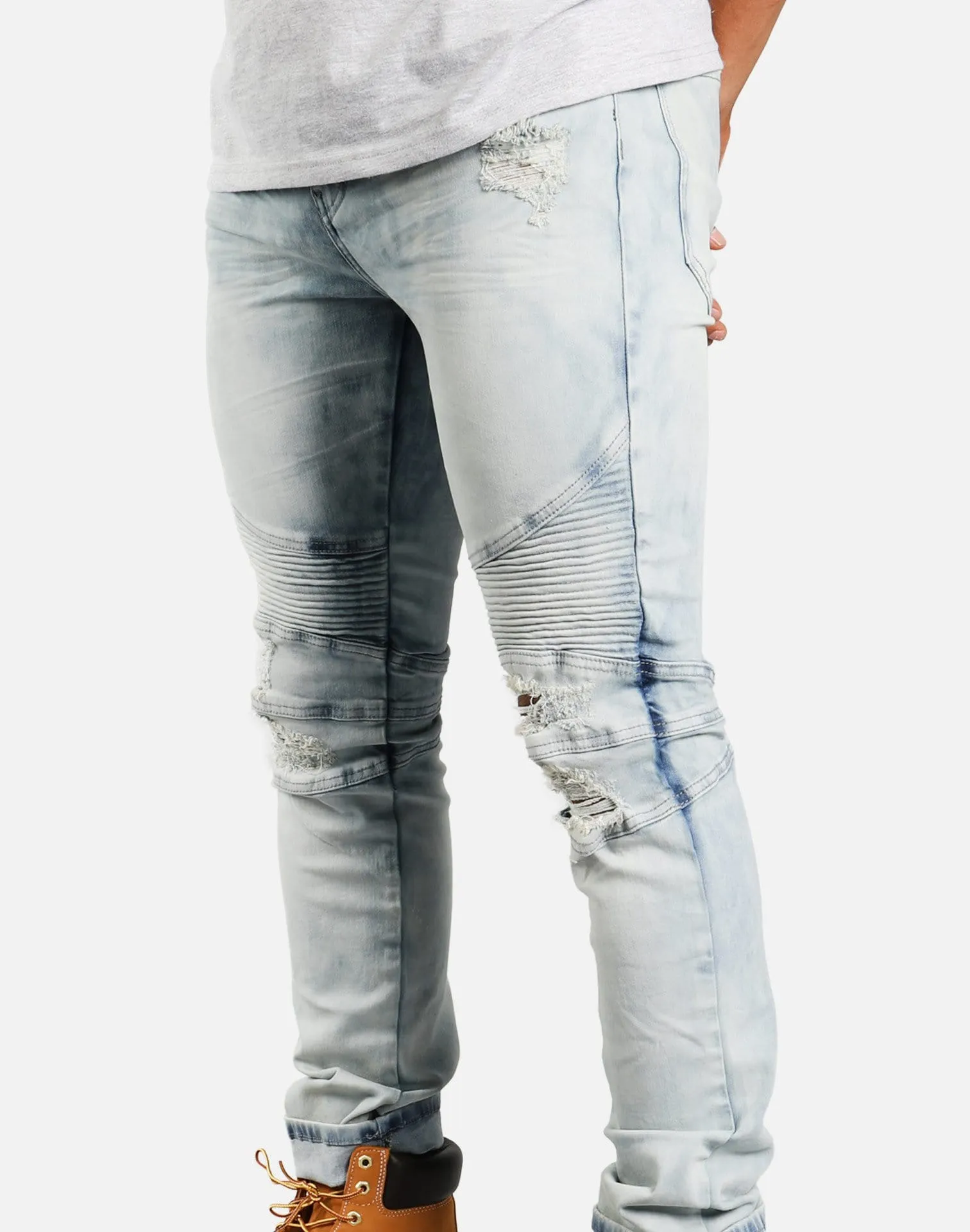 DH Essentials MOTO BIKER CLEAN RIP JEANS