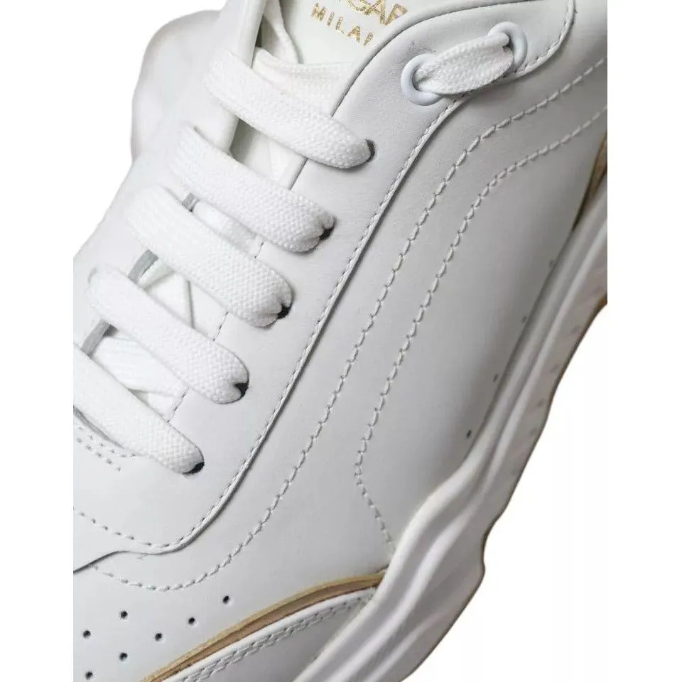 Dolce & Gabbana White Gold Leather Men Sneakers DAYMASTER Shoes