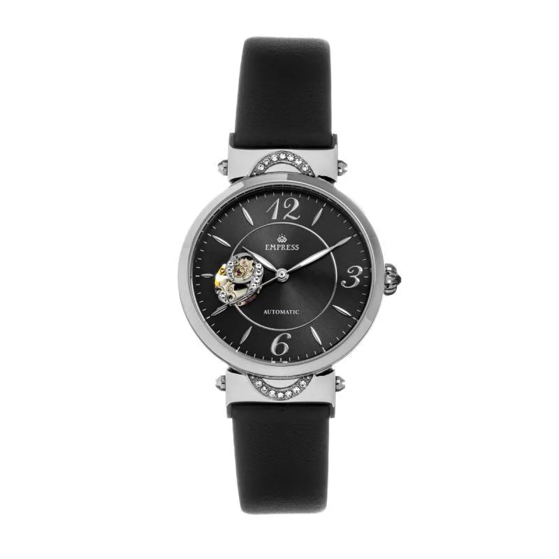 Empress Alouette Automatic Semi-Skeleton Leather-Strap Watch