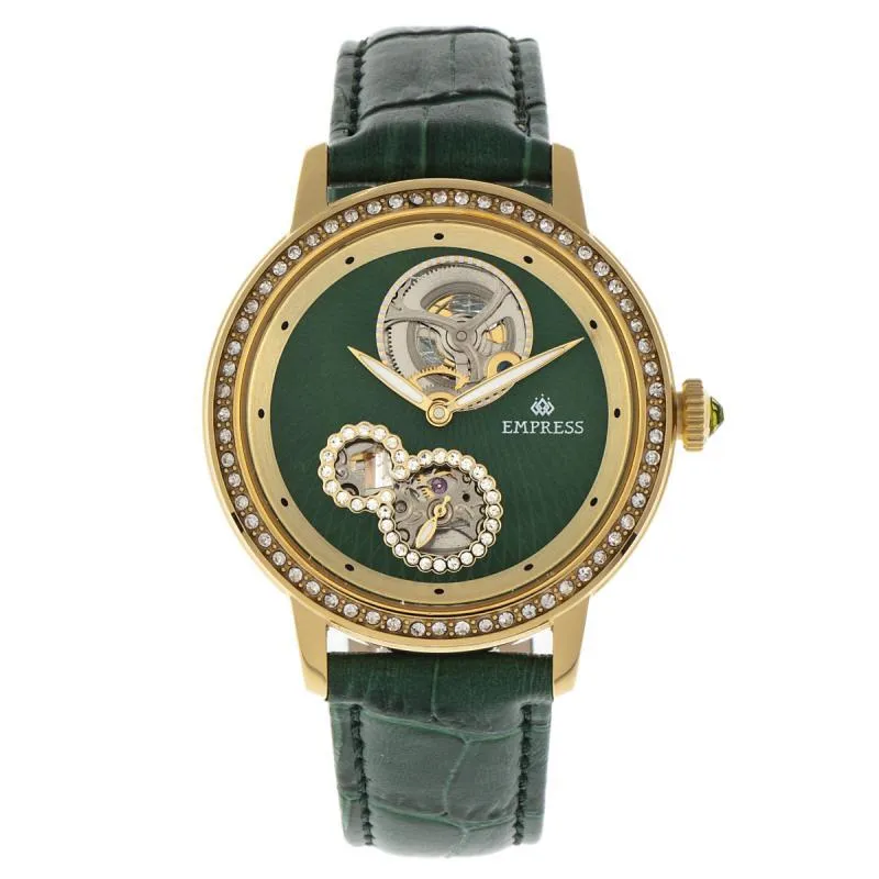 Empress Tatiana Automatic Semi-Skeleton Leather-Band Watch