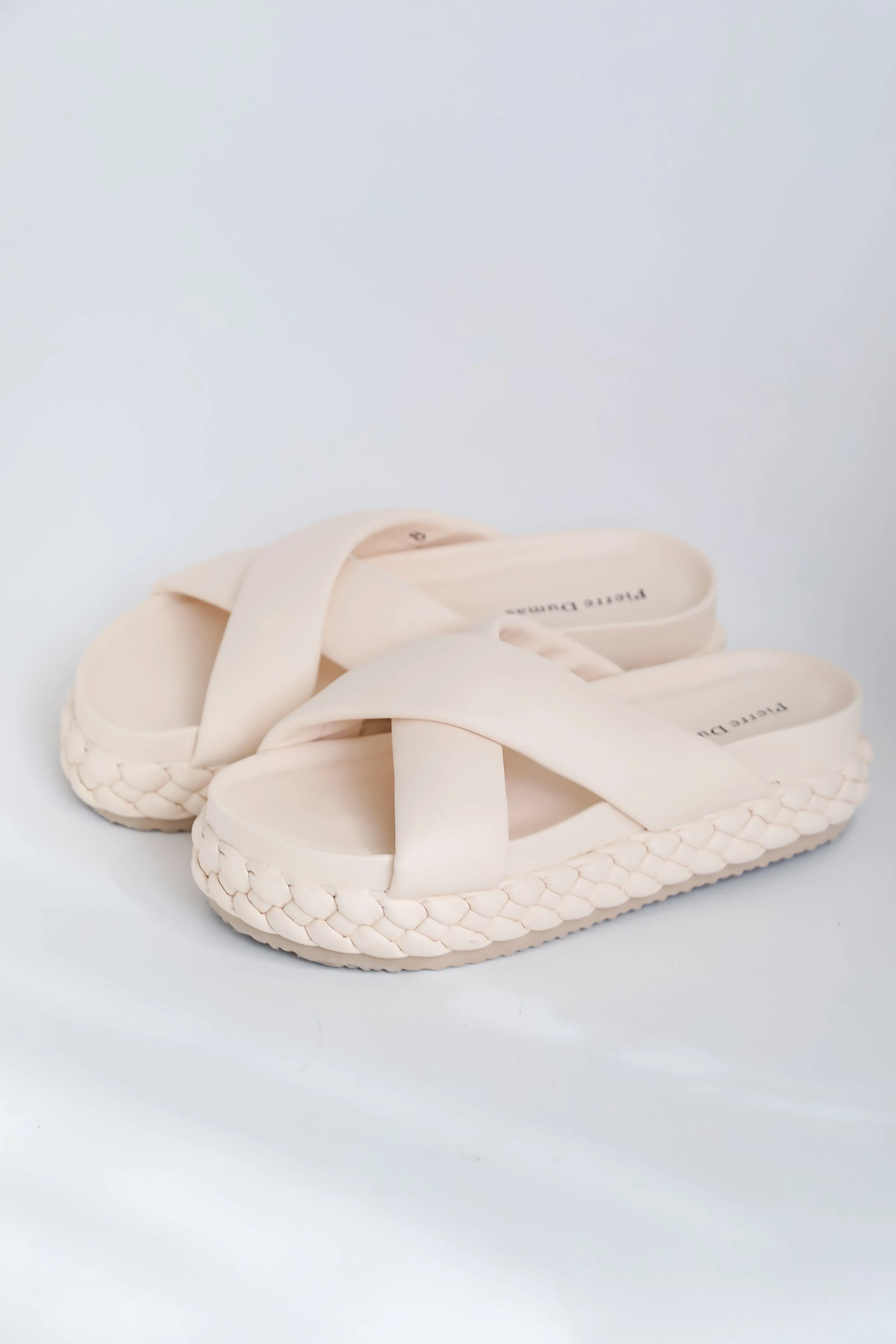 FINAL SALE - Escape To The Sea Nude Platform Slide Sandals