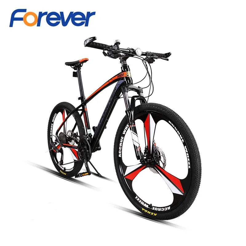 FOREVER Damping Mountain Bike Aluminium Alloy off-road Bicycle Mechanical Double Disc Brake Racing Cycle MTB  26 in 27 Speed