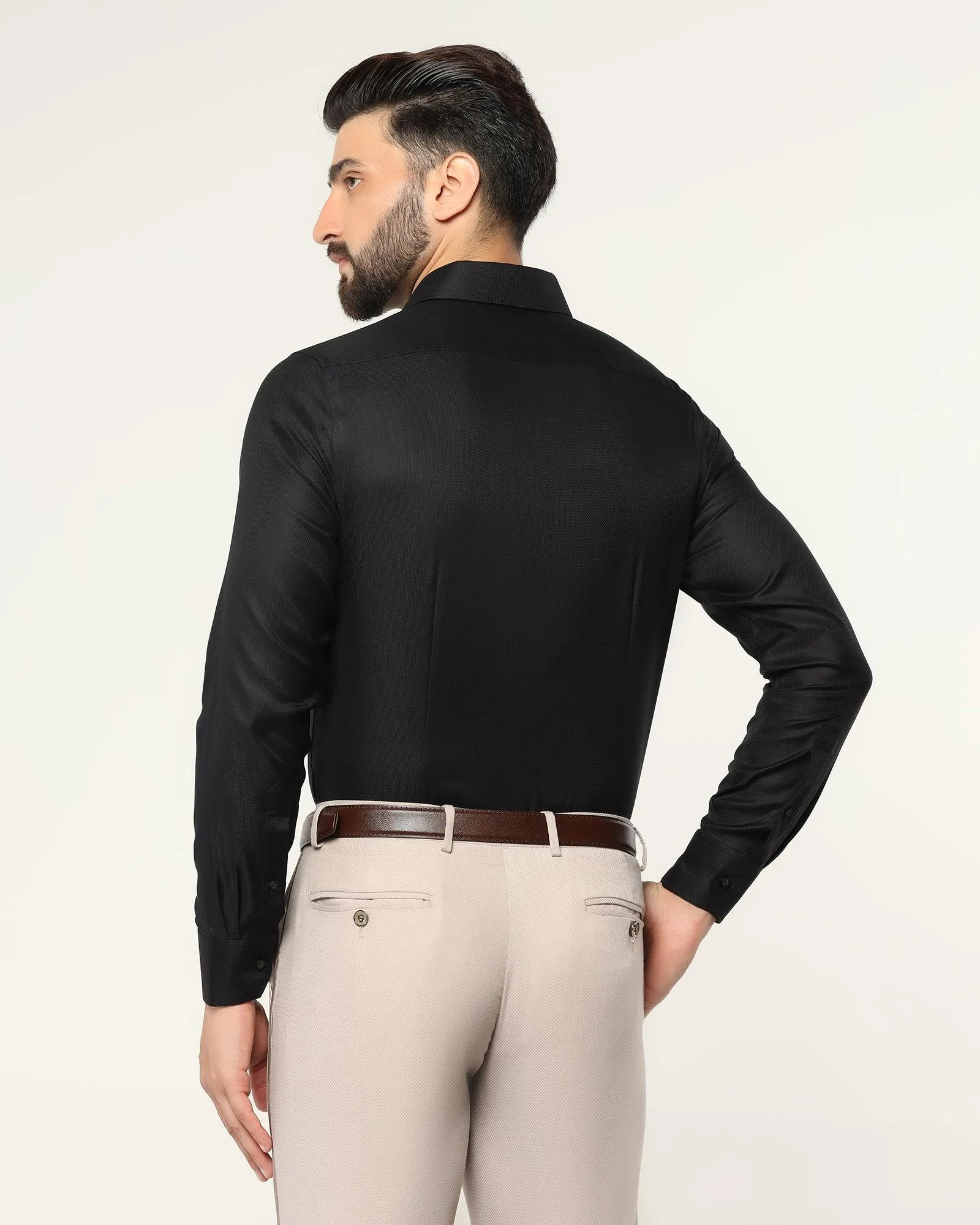 Formal Black Textured Shirt - Kwid