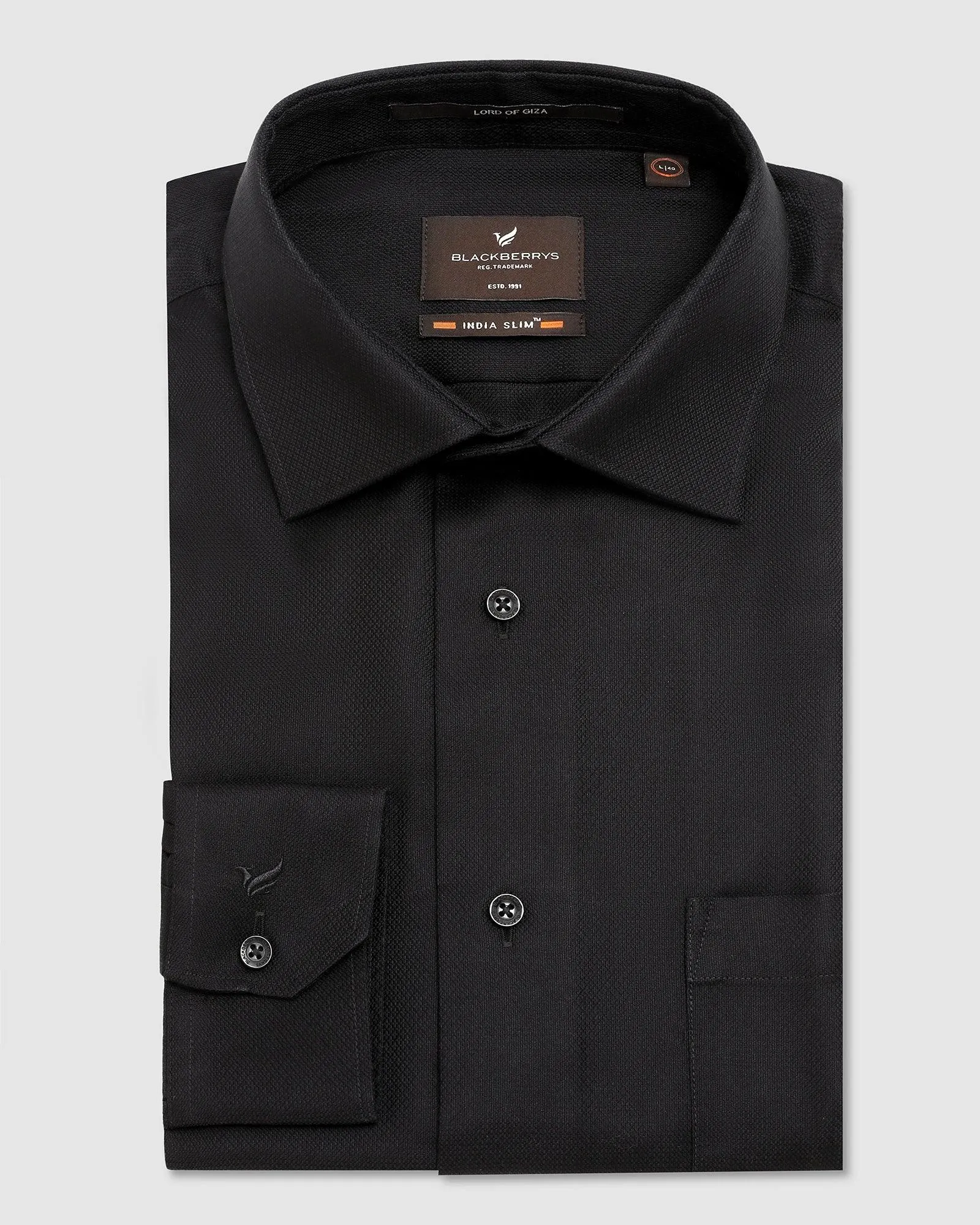 Formal Black Textured Shirt - Kwid