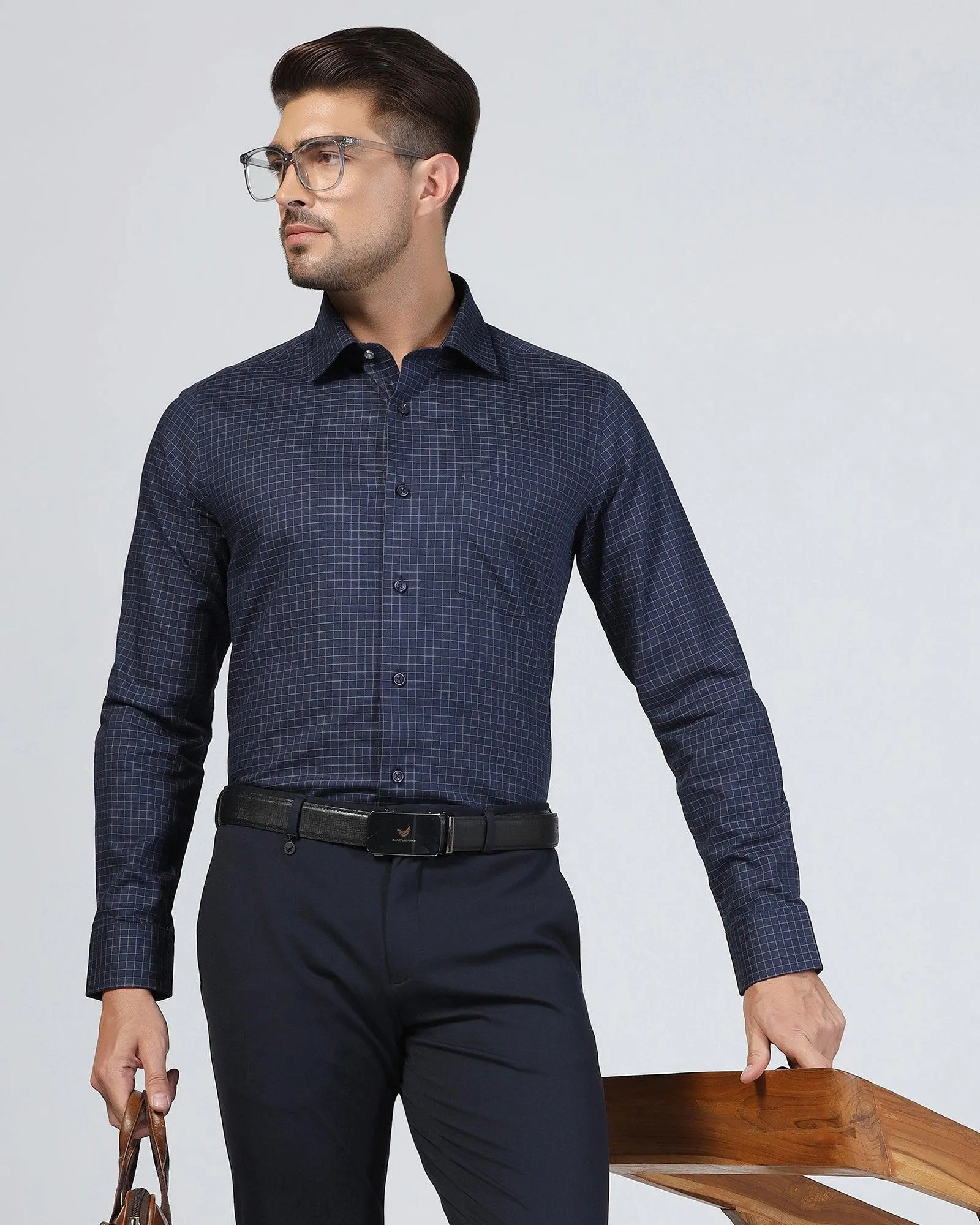 Formal Navy Check Shirt - Watson