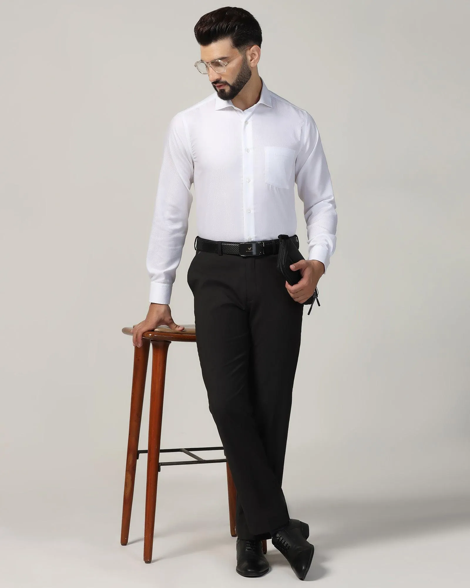 Formal White Textured Shirt - Marlet