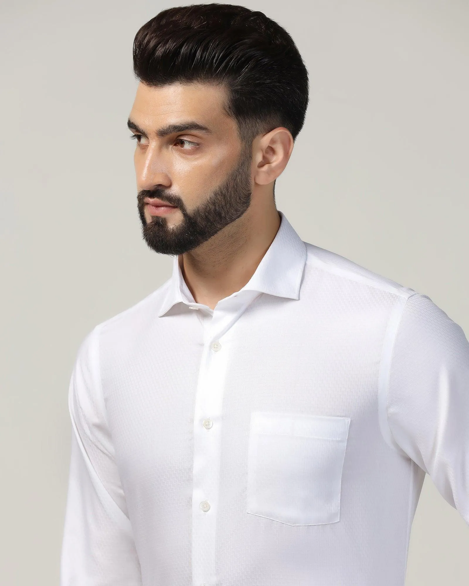 Formal White Textured Shirt - Marlet