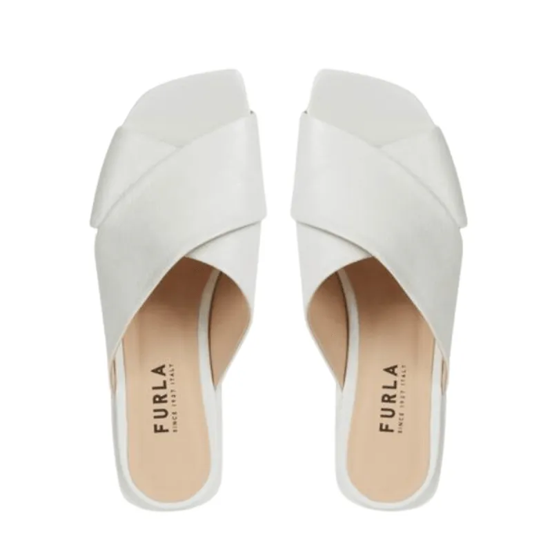 Furla Women's Cross Mule Sandals T.20 - Talco White