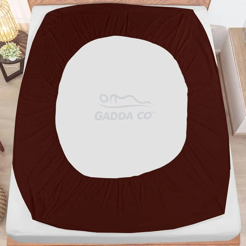 GADDA CO 100% Waterproof Bamboo Feel Premium Cotton Mattress Protector | Anti-Bacterial Bed Cover, Hypoallergenic, Breathable Ultra Soft Fitted - Double Bed Size (72x72 inch | 6x6 feet) Coffee