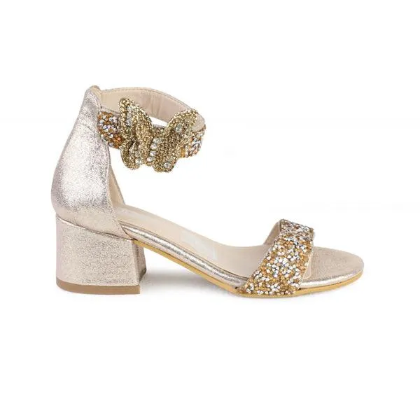 GIRLS GOLD GLITTERY SANDALS