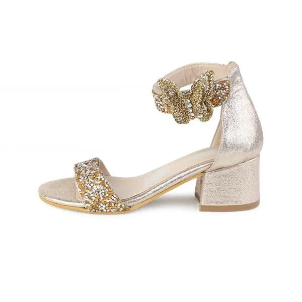 GIRLS GOLD GLITTERY SANDALS