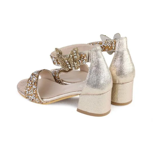 GIRLS GOLD GLITTERY SANDALS