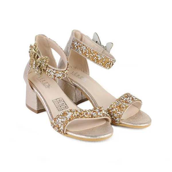 GIRLS GOLD GLITTERY SANDALS