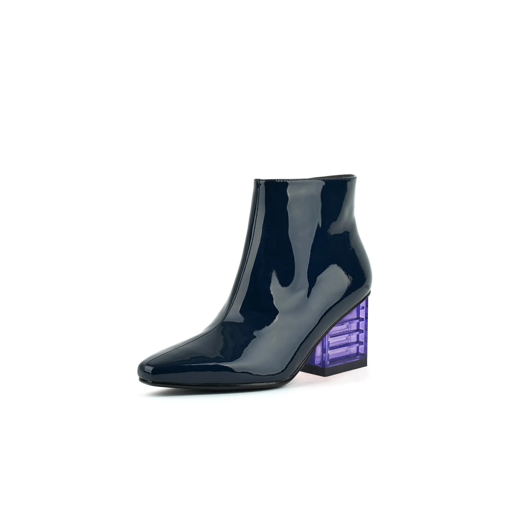 Glass Neon Heel Shiny Leather Boots