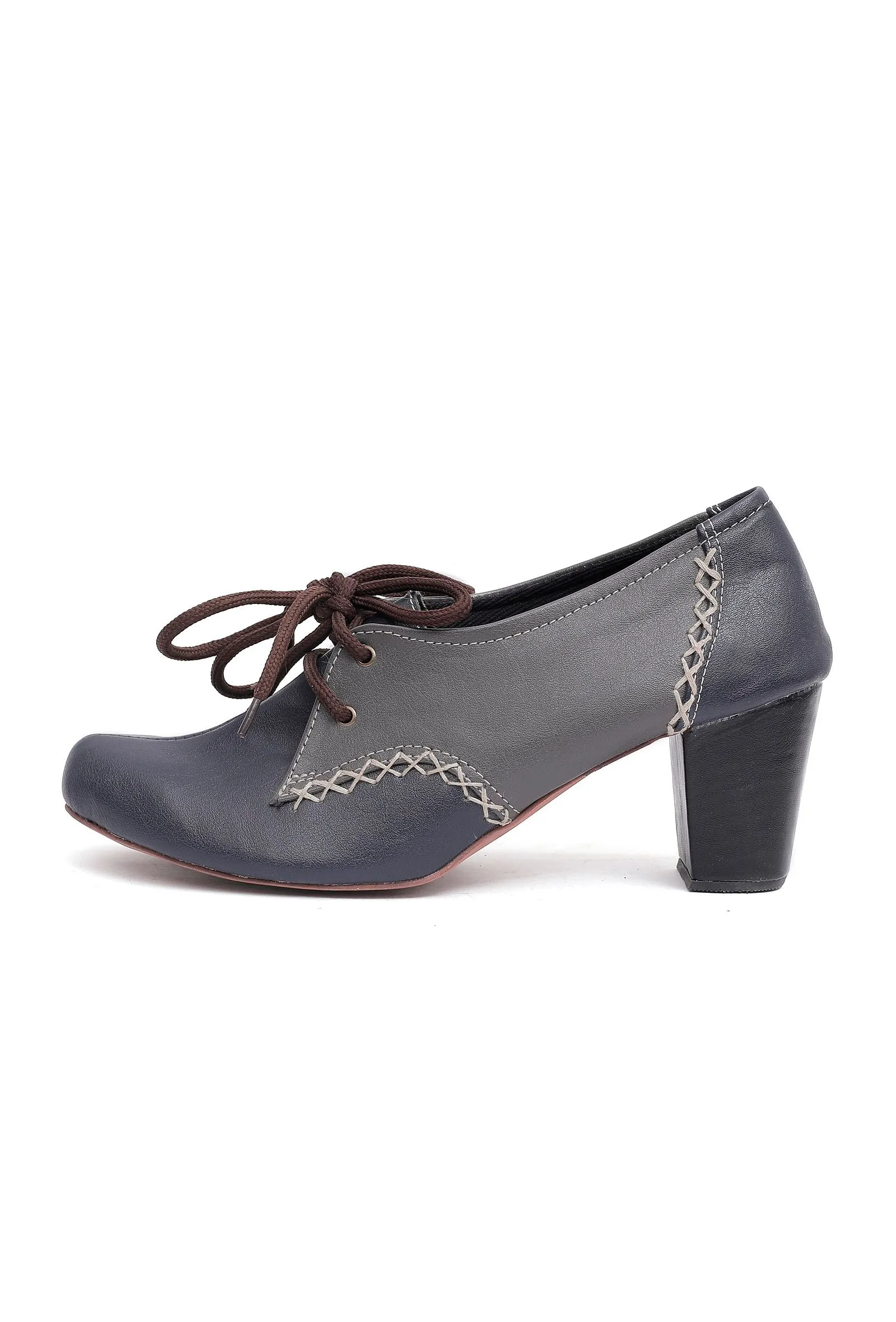 Graphite Grey Cruelty Free Hand Work Oxford Heel Boots