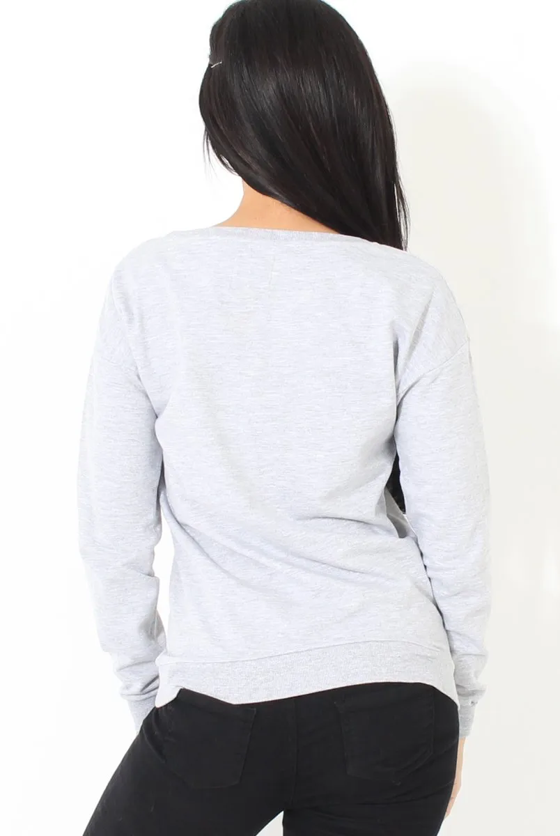 Grey Flawless Slogan Sweatshirt- Venessa